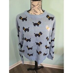 NWT Stranger Things xL Episode 5 Scottie Dog Knit Sweater Blue Preppy Cozy Erica